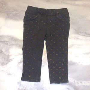 Jumping Beans Baby Girl's Leggings/pants with glitter hearts. Size 12 months.